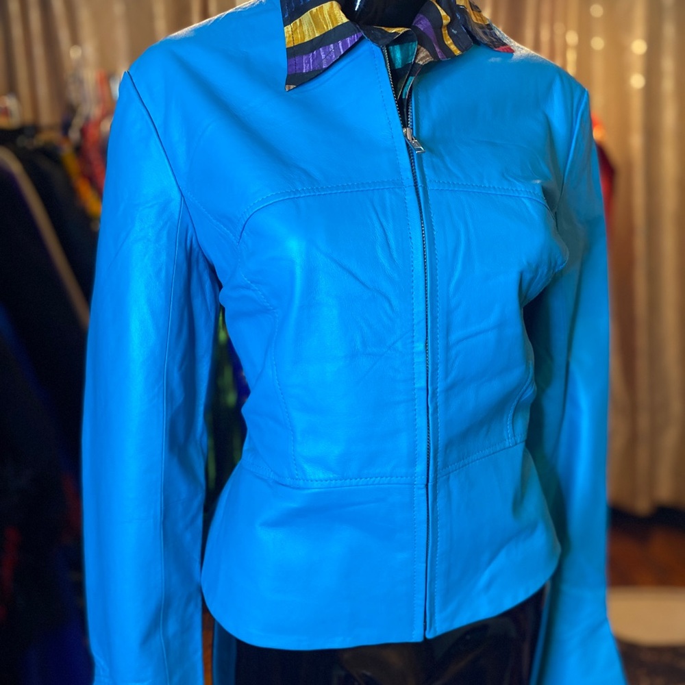 Blue Leather Jacket. - image 2
